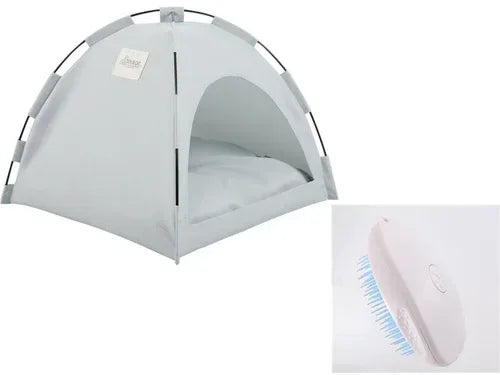 Cat Tent Cooling Mat Dog House Pet Sofa Camping Dog Bed With Cushion L / Green grey set