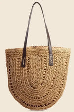 Fame Straw Braided Rounded Tote Bag KA / One Size