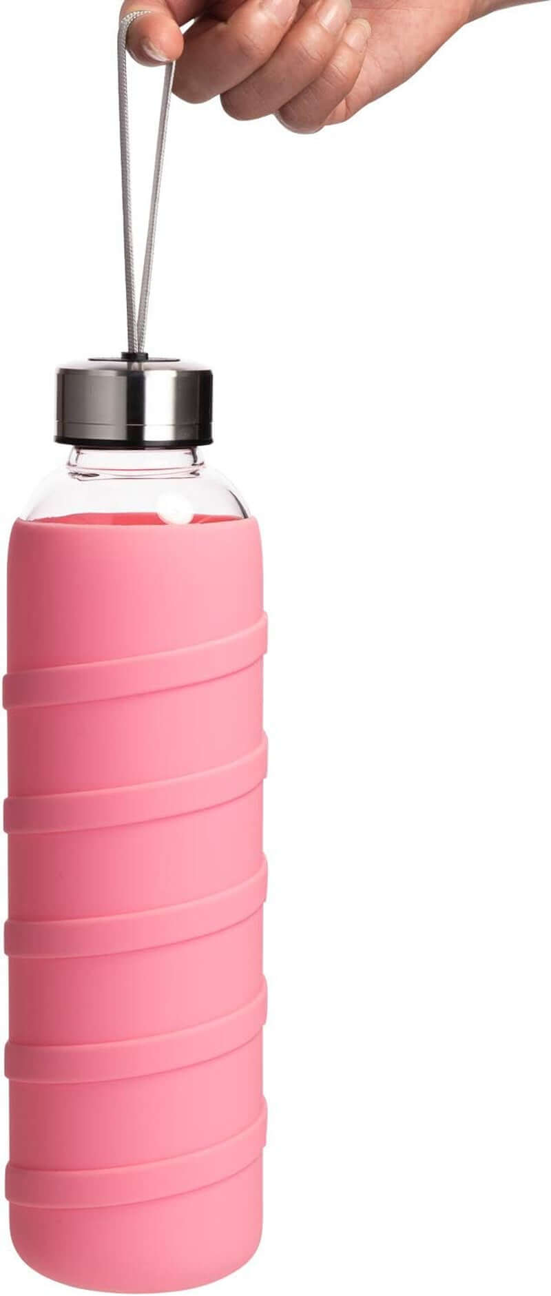 Shopminx Ferexer Borosilicate Glass Water Bottle with Silicone Sleeve – BPA-Free, Leak-Proof, Reusable, Dishwasher Safe for Hot & Cold Drinks, 20oz Pink / 32 Ounces