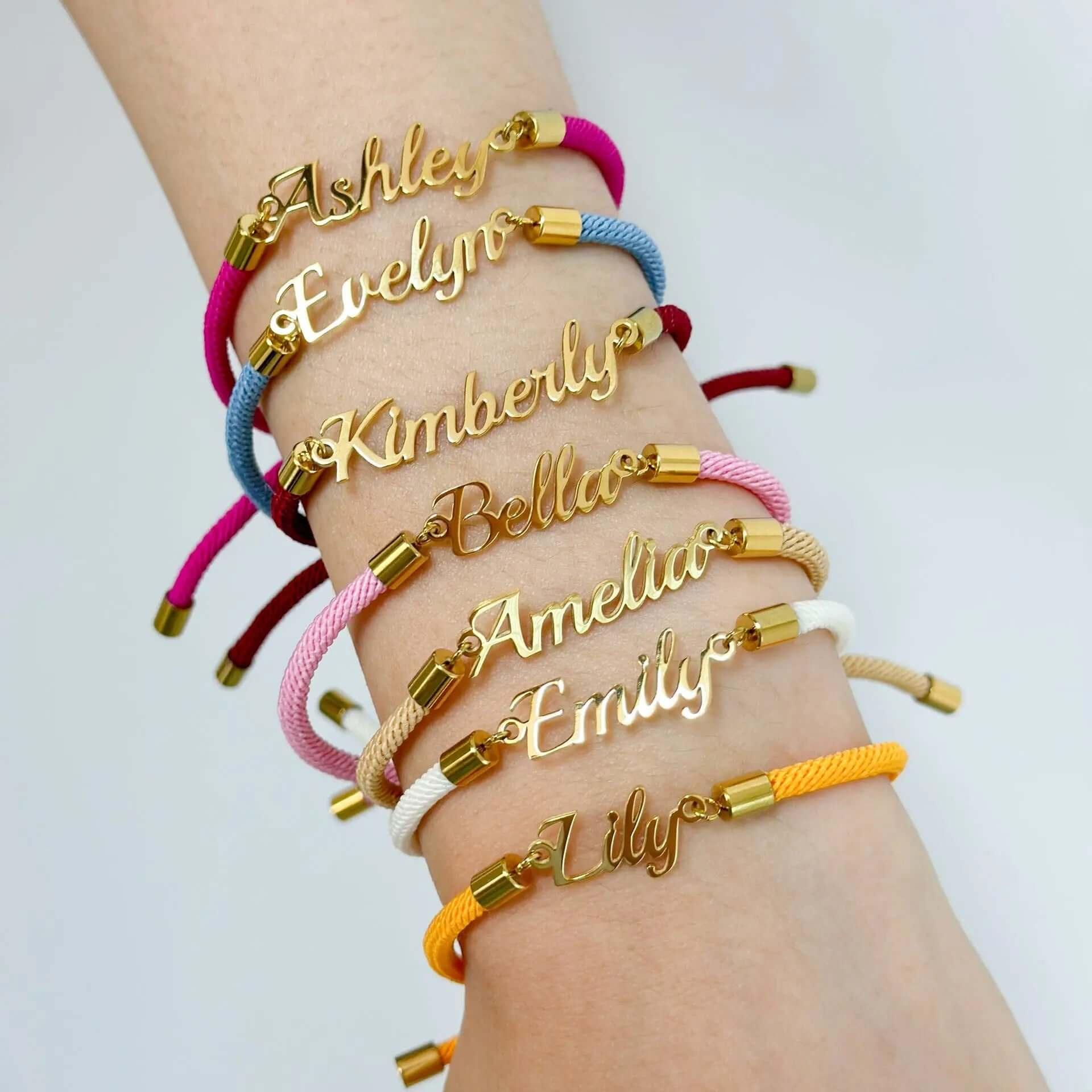 Personalized Colorful Rope Chain Custom Name Bracelet Personalized Adjustable Name Jewelry For Girls 3pcs / Gold