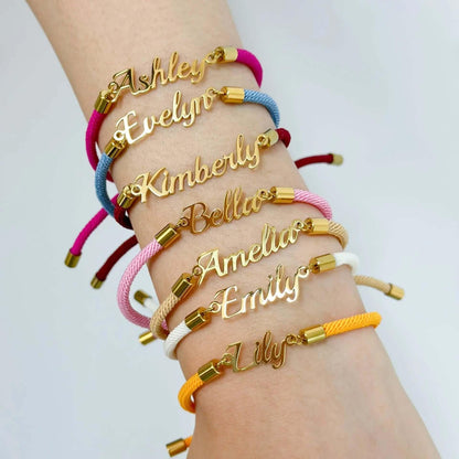 Personalized Colorful Rope Chain Custom Name Bracelet Personalized Adjustable Name Jewelry For Girls 3pcs / Gold