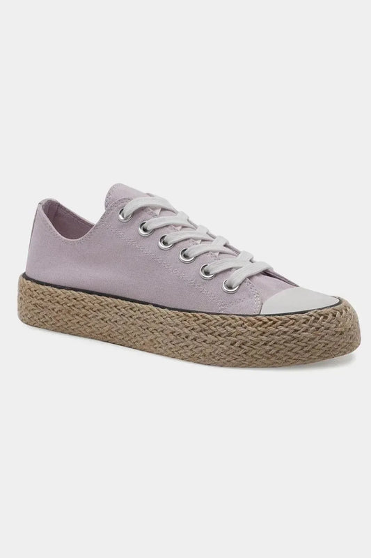 Beast Fashion Lace Up Woven Espadrille Sole Sneakers Lilac / 6