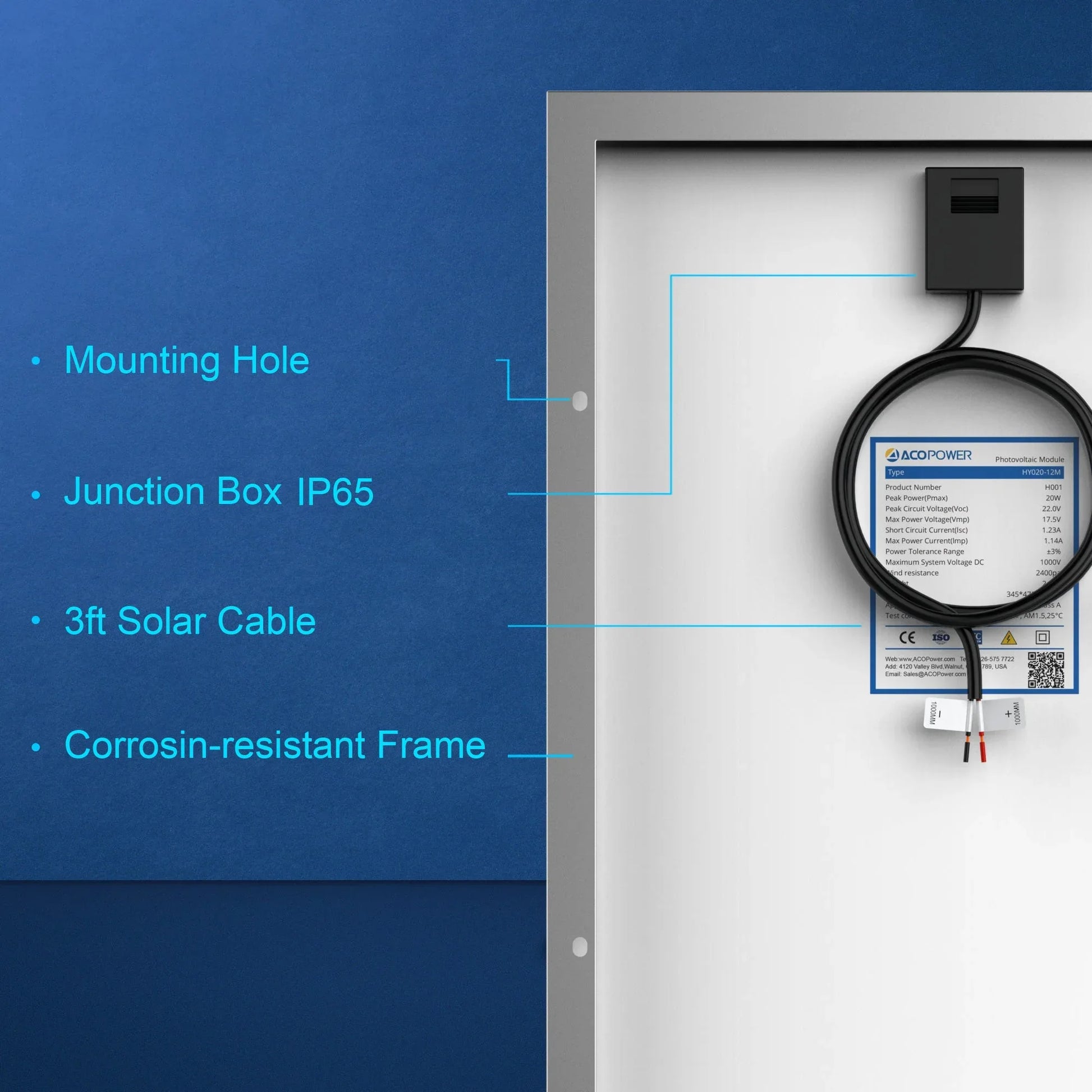 20 Watt 12 Volt Monocrystalline Solar Panel Default Title