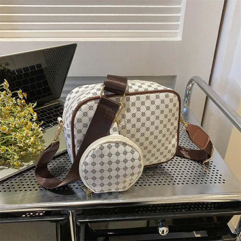 Vintage Pattern Crossbody Bags For Women Shoulder Shell Bag Trend Brown