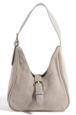 Fame Buckle Accent Faux Suede Hand Bag KA / one size