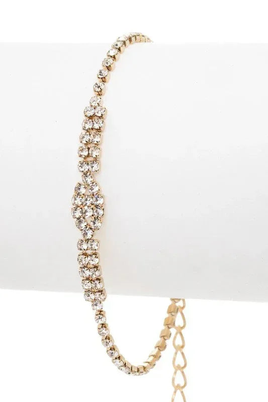 3 IN 1 Rhinestone Bridal Neccklace Set O/S / Gold/Clear