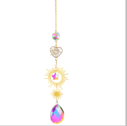 Golden Moon & Star Crystal Sun Catcher