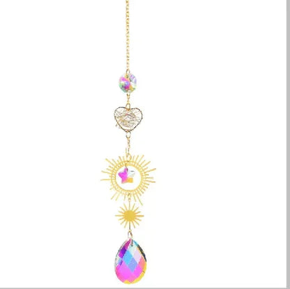 Golden Moon & Star Crystal Sun Catcher B