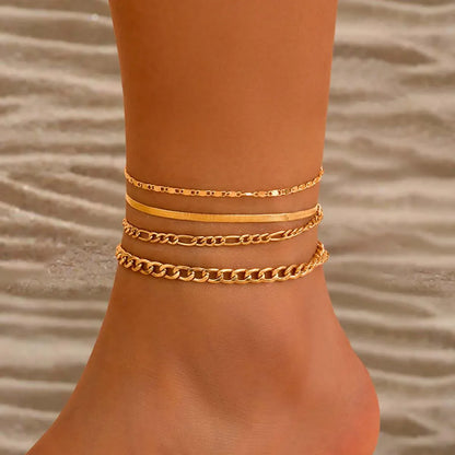Love Beaded Punk Chain Foot Chain Set Hip Hop Personalized Snake Bone Chain Foot Anklet 04 Gold 5134