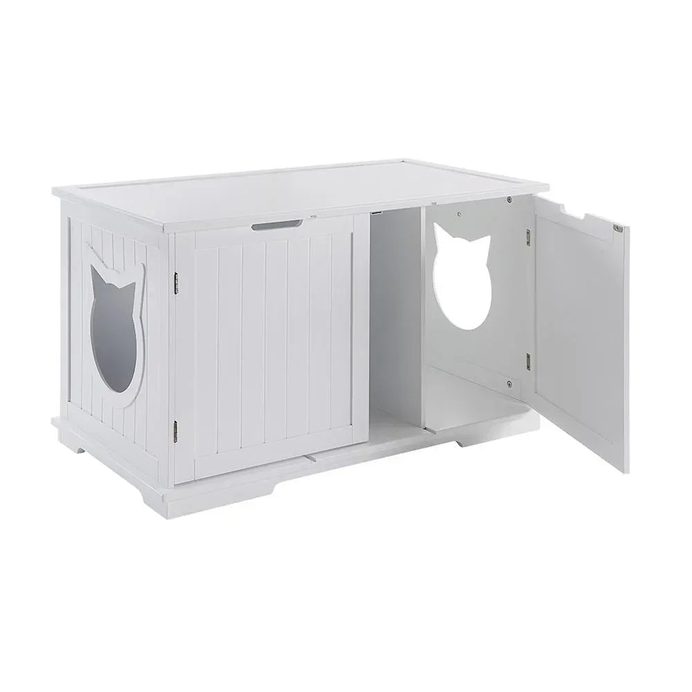 X-Large Cat Washroom Bench Litter Box Enclosure Furniture Box House Brown