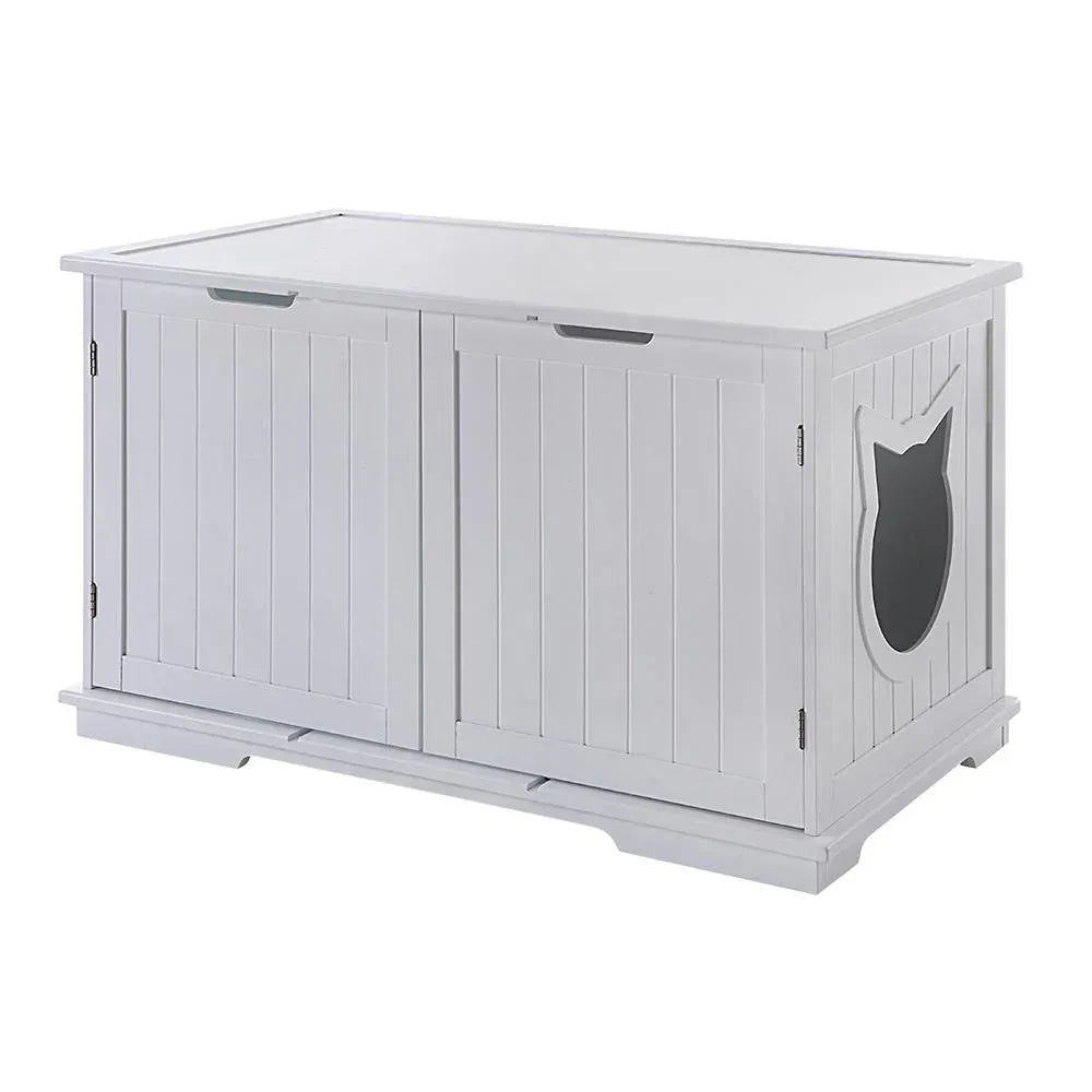 X-Large Cat Washroom Bench Litter Box Enclosure Furniture Box House Brown
