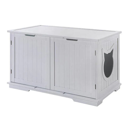 X-Large Cat Washroom Bench Litter Box Enclosure Furniture Box House Brown