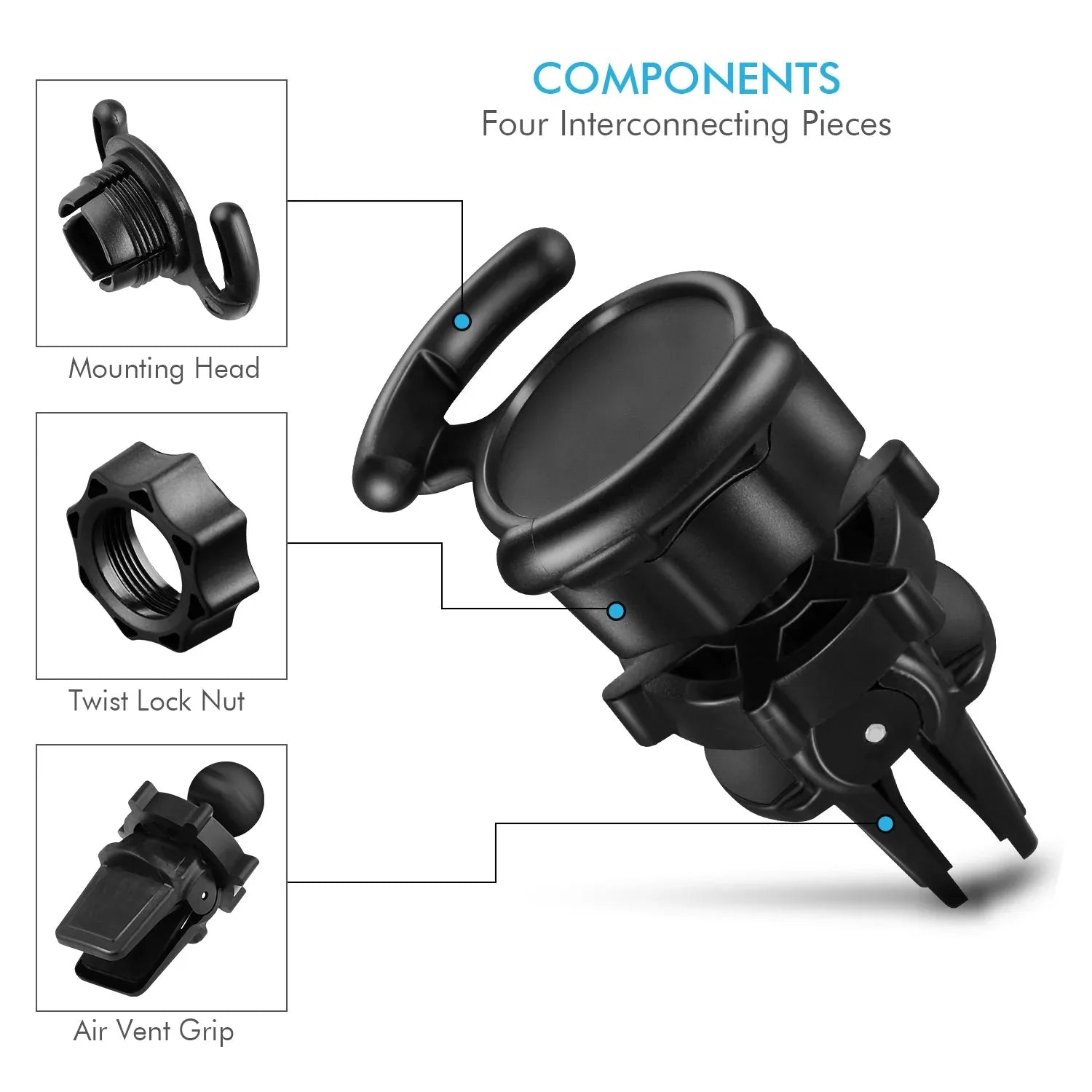 Air Vent Mount Phone Holder with Adjustable Switch Lock for Popsocket Default Title