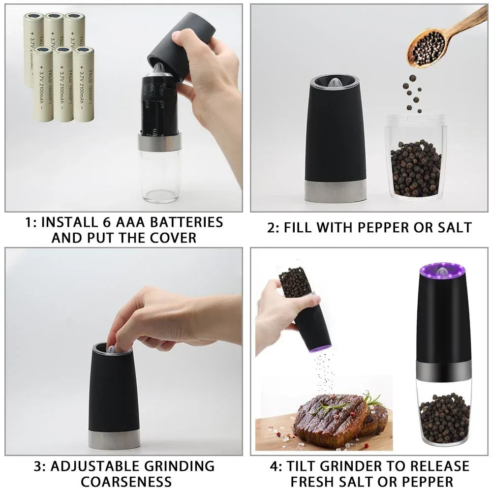Electric Gravity Sensor Automatic Pepper Grinder Kitchen Tools 1pcs