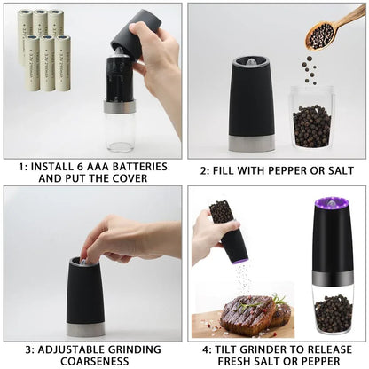 Electric Gravity Sensor Automatic Pepper Grinder Kitchen Tools 1pcs