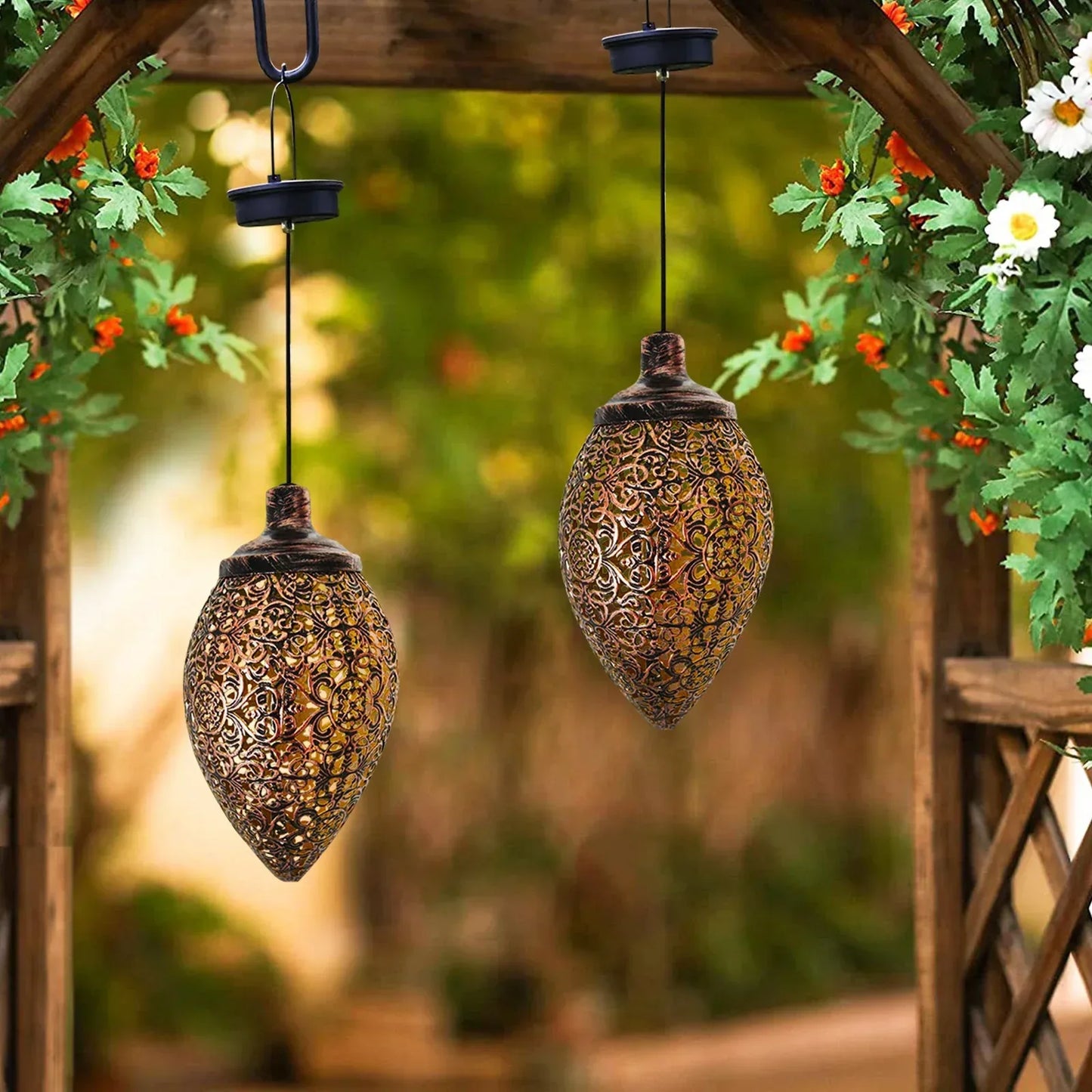Solar Light LED Lantern Garland Waterproof Hanging Outdoor Fairy Light 3pcs