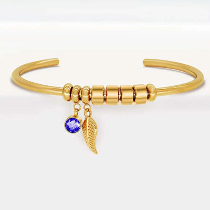 Diy Beaded Lettering Stainless Steel Bracelet Rose Gold / 9beads