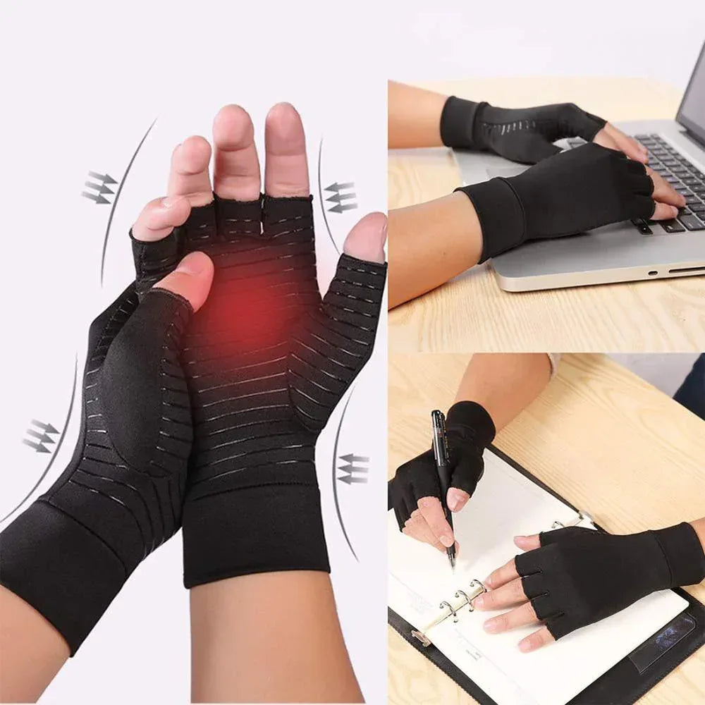Compression Arthritis Glove Unisex Joint Pain Relief Half Finger Brace S