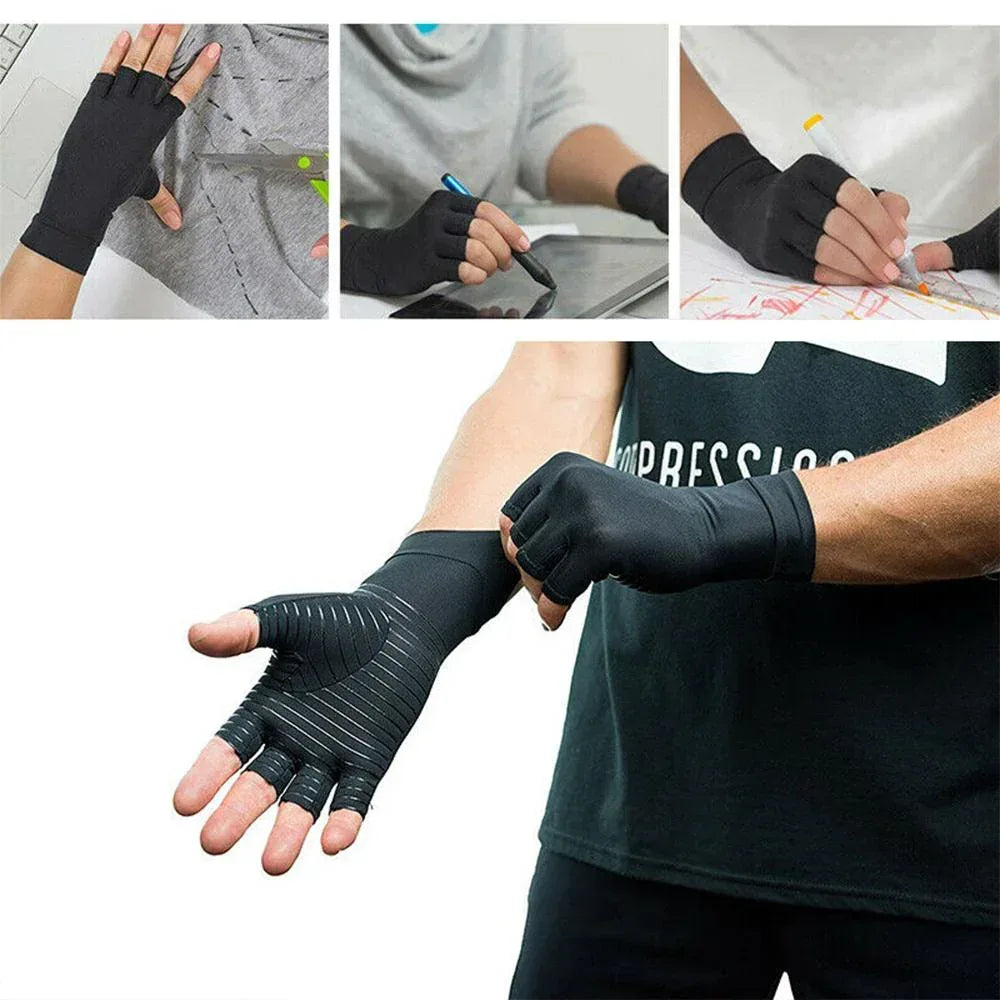 Compression Arthritis Glove Unisex Joint Pain Relief Half Finger Brace S