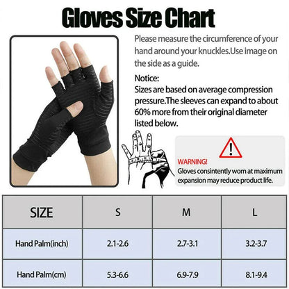 Compression Arthritis Glove Unisex Joint Pain Relief Half Finger Brace S