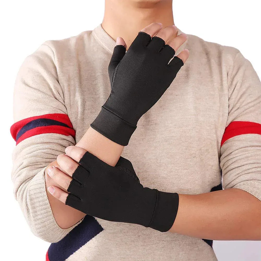 Compression Arthritis Glove Unisex Joint Pain Relief Half Finger Brace S