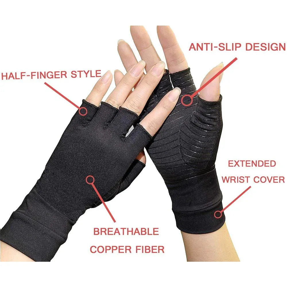 Compression Arthritis Glove Unisex Joint Pain Relief Half Finger Brace S