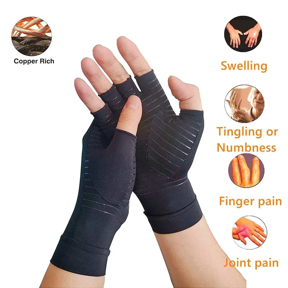 Compression Arthritis Glove Unisex Joint Pain Relief Half Finger Brace S
