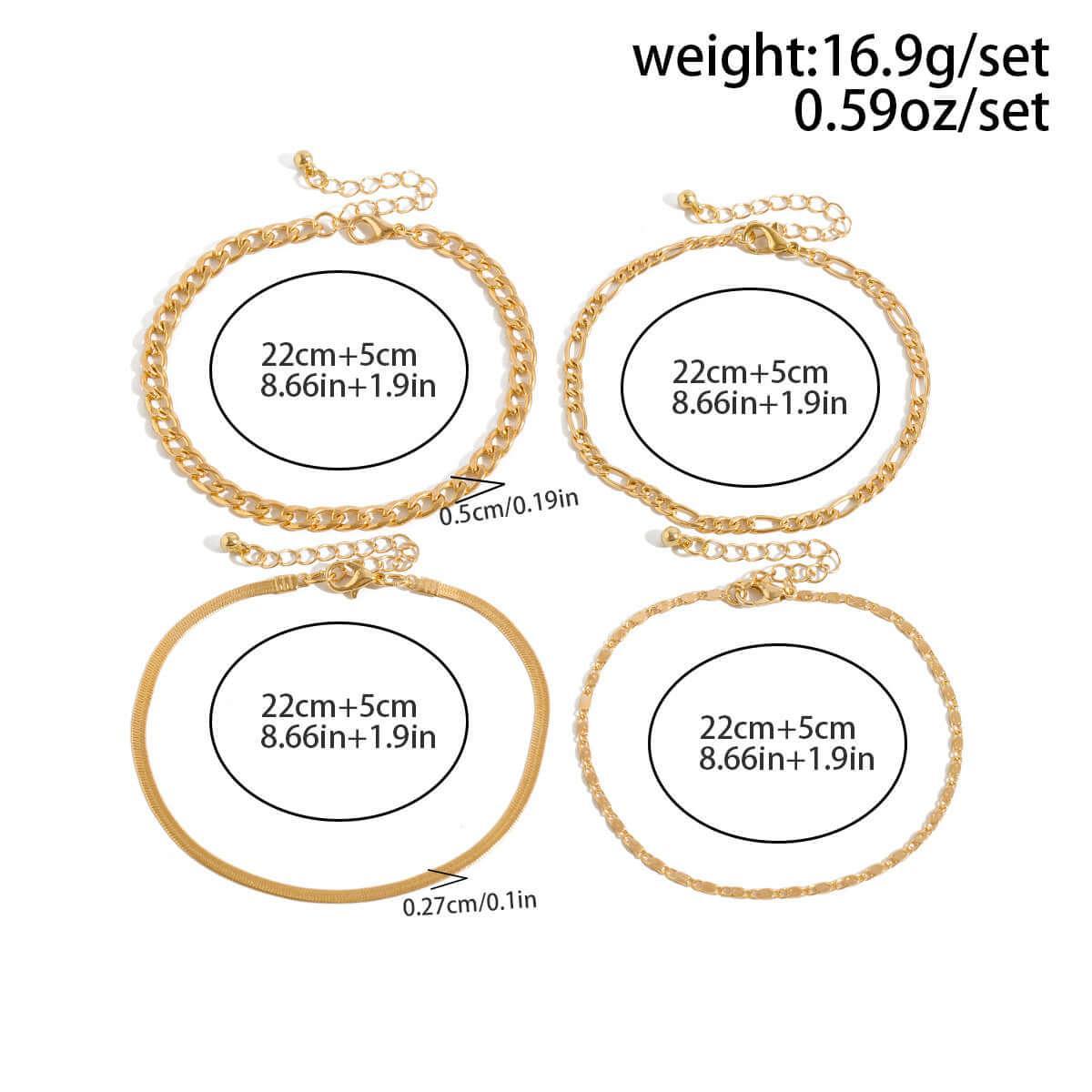 Love Beaded Punk Chain Foot Chain Set Hip Hop Personalized Snake Bone Chain Foot Anklet 01 Gold 4512