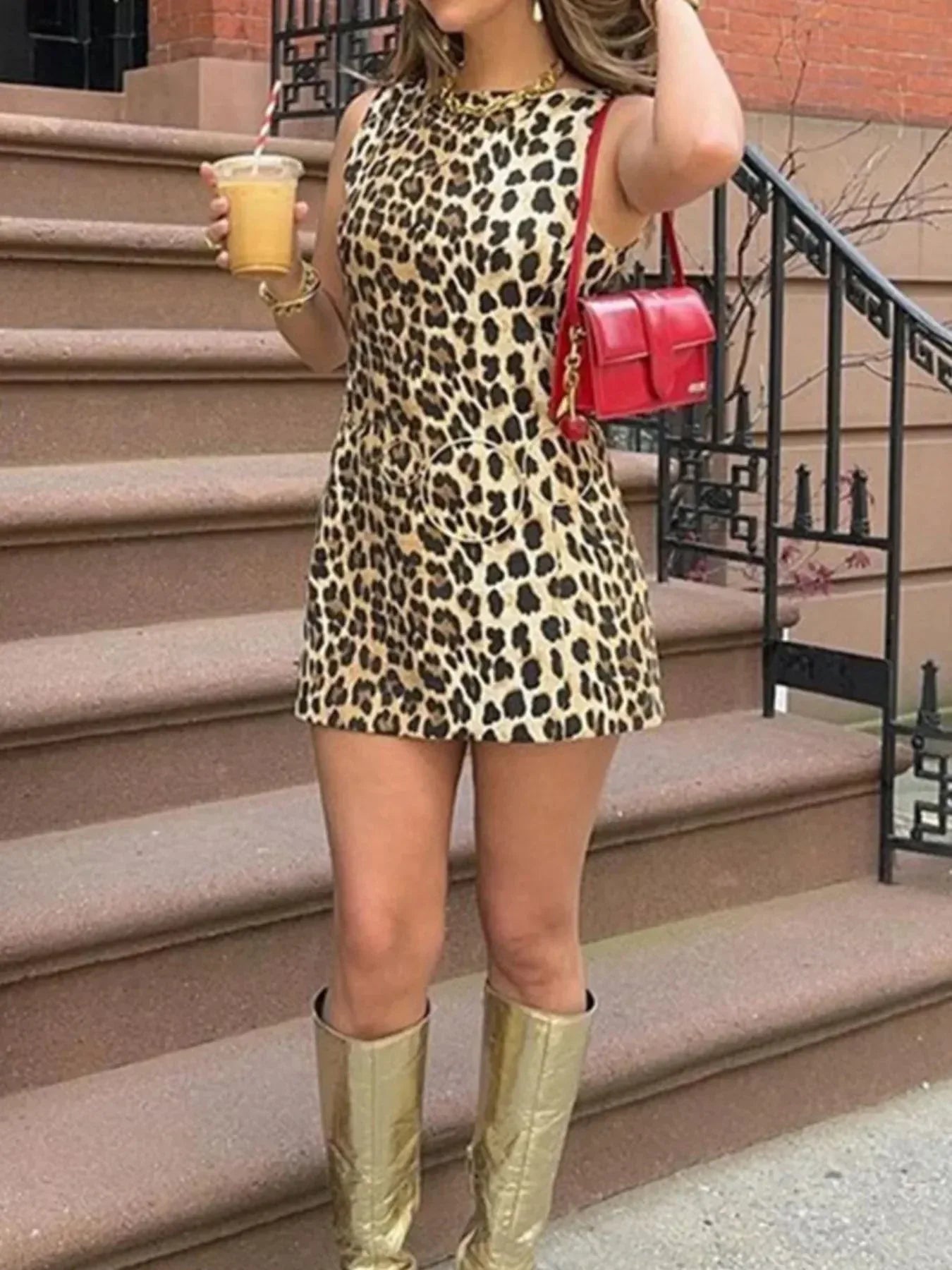 Leopard Print Sleeveless : Mini Dress S / Leopard