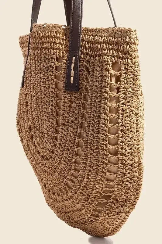 Fame Straw Braided Rounded Tote Bag KA / One Size