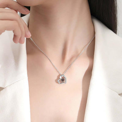 I Love You 100 Languages Personalized Projection Necklace PLATINUM Language version