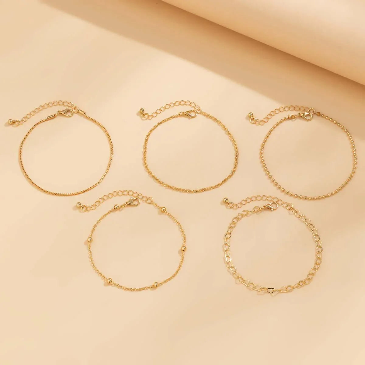 Love Beaded Punk Chain Foot Chain Set Hip Hop Personalized Snake Bone Chain Foot Anklet 01 Gold 4512