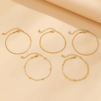Love Beaded Punk Chain Foot Chain Set Hip Hop Personalized Snake Bone Chain Foot Anklet 01 Gold 4512