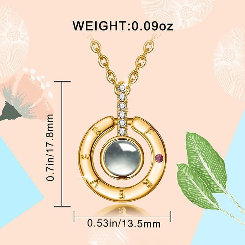 I Love You" 100 Languages Projection Necklace Gold