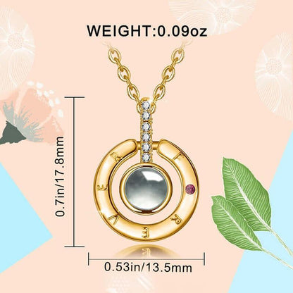 I Love You" 100 Languages Projection Necklace Gold