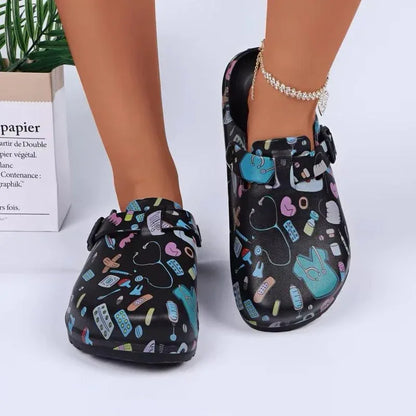 Nurses Shoes Platform EVA Clogs Mules - Lightweight Women Girls Slides 9.5 / White