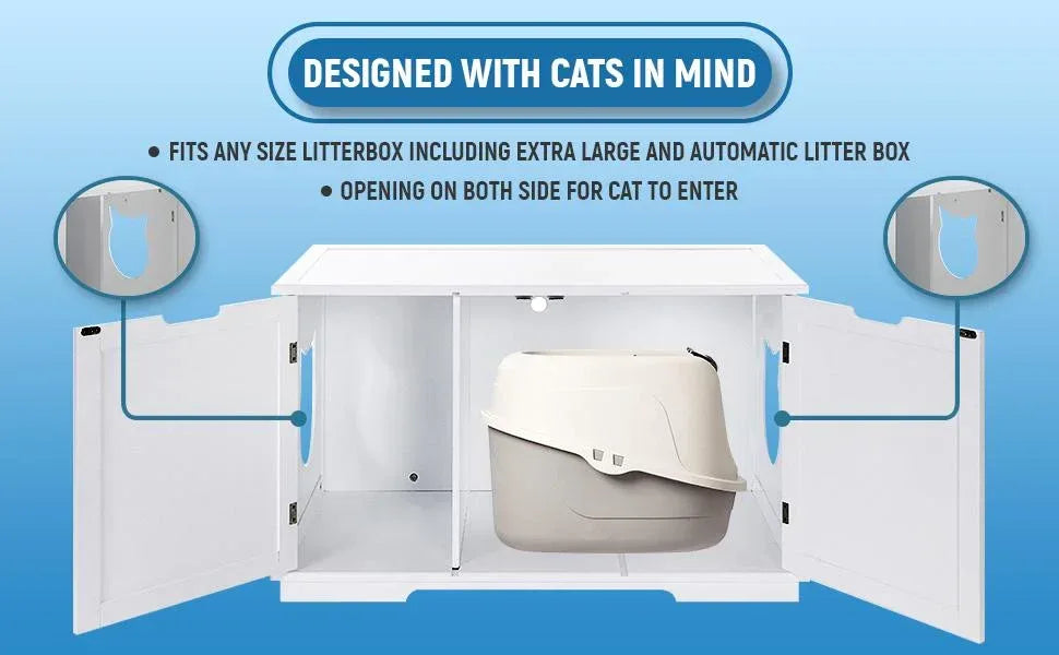 X-Large Cat Washroom Bench Litter Box Enclosure Furniture Box House Brown