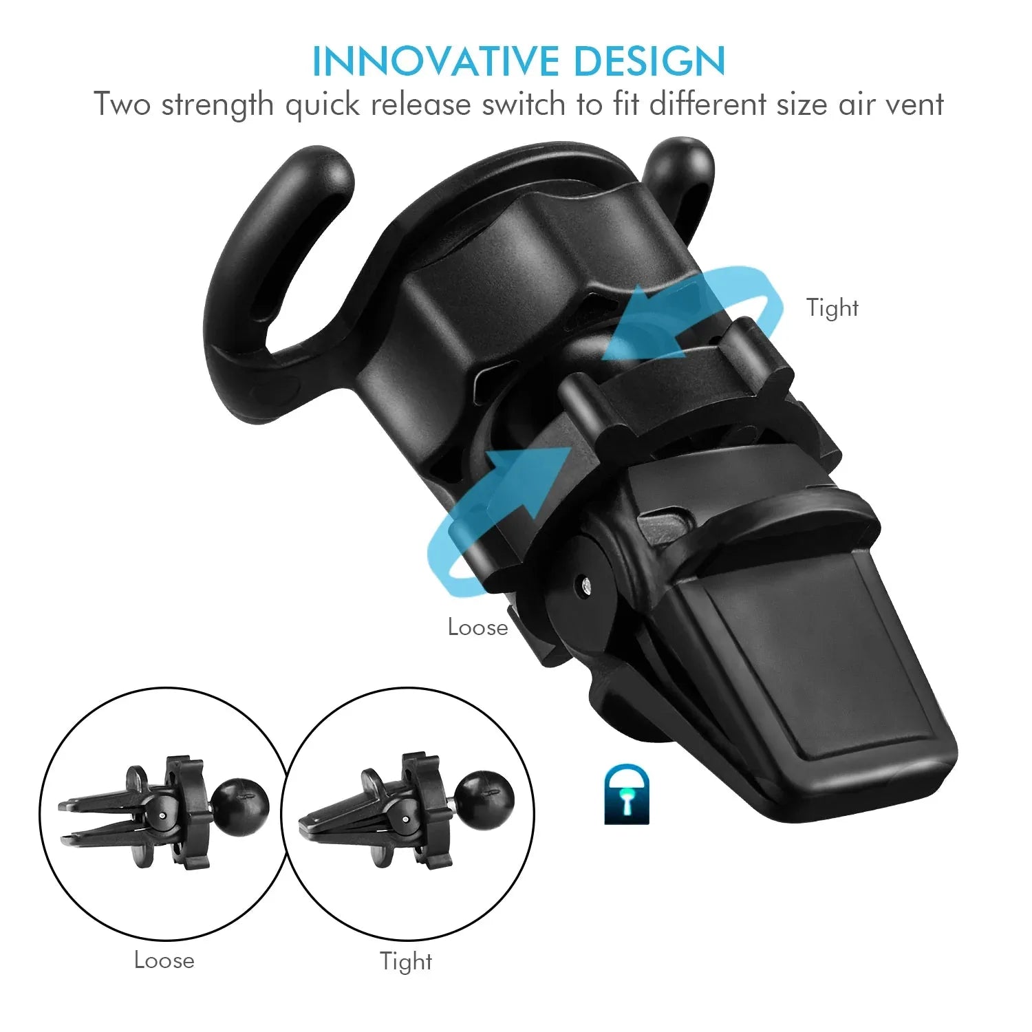Air Vent Mount Phone Holder with Adjustable Switch Lock for Popsocket Default Title