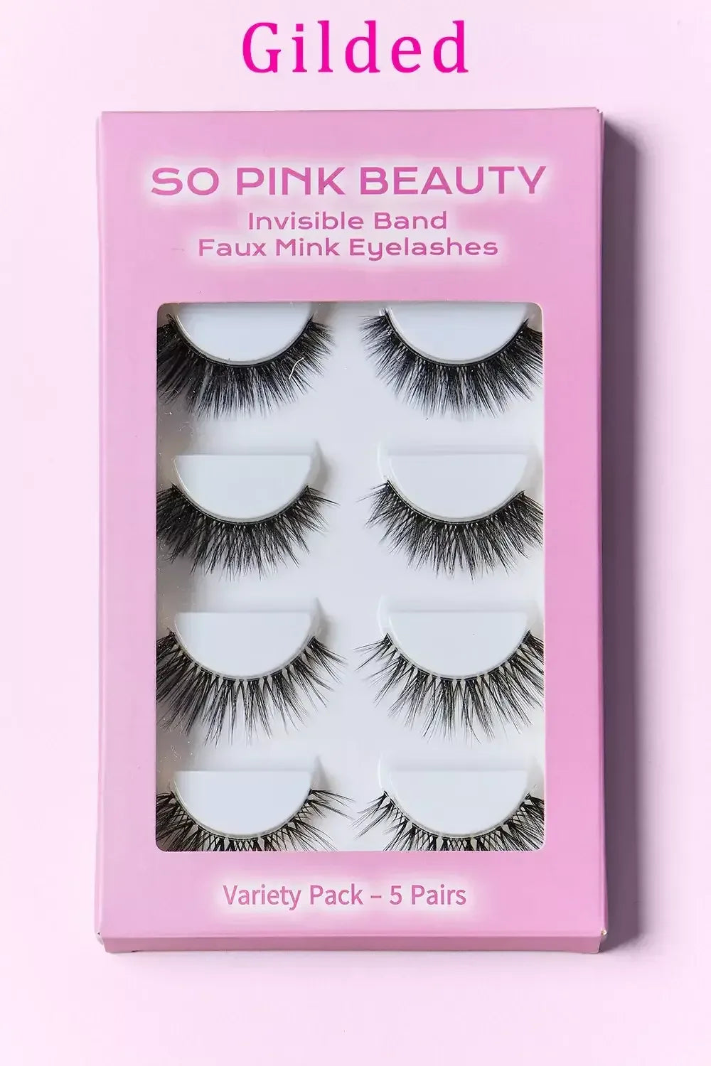 SO PINK BEAUTY Faux Mink Eyelashes Variety Pack 5 Pairs Gilded / One Size