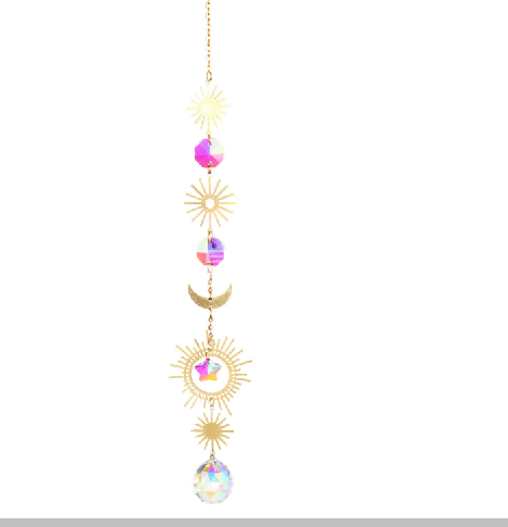 Golden Moon & Star Crystal Sun Catcher