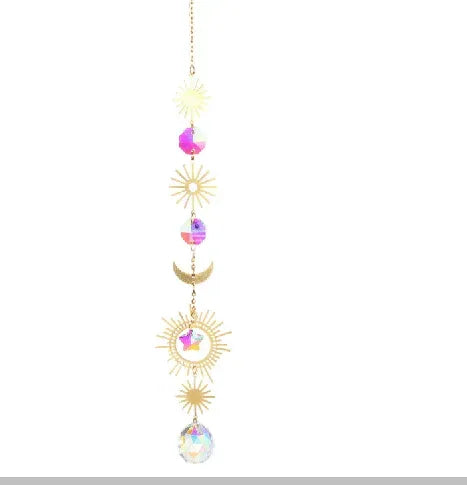 Golden Moon & Star Crystal Sun Catcher C