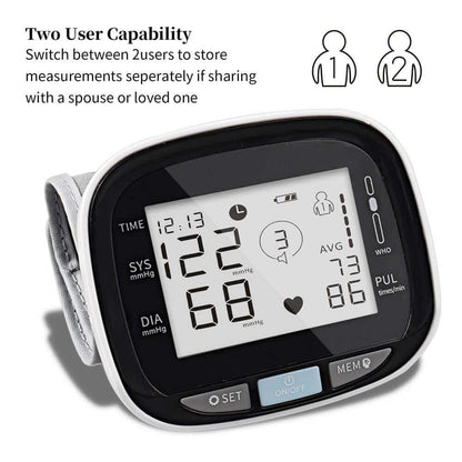 Digital Wrist Blood Pressure Monitor Beat Rate Meter Device Equipment Default Title