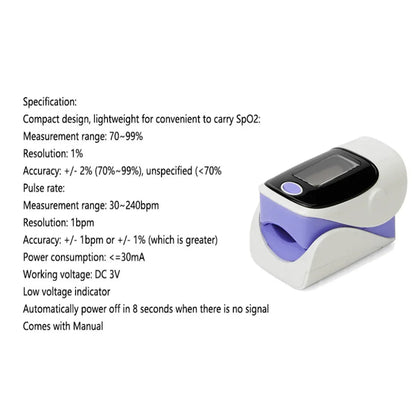 Fingertip Pulse Oximeter And Blood Oxygen Saturation Monitor With LED Display GRAY