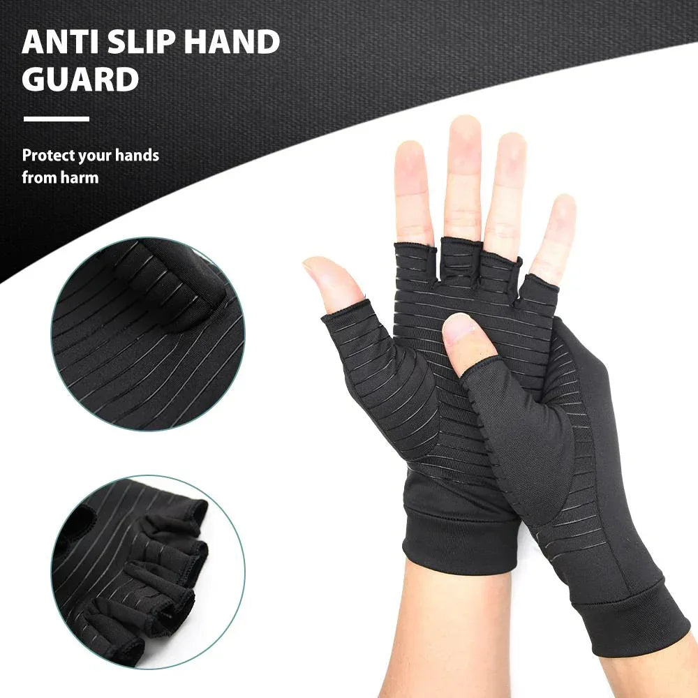 Compression Arthritis Glove Unisex Joint Pain Relief Half Finger Brace S