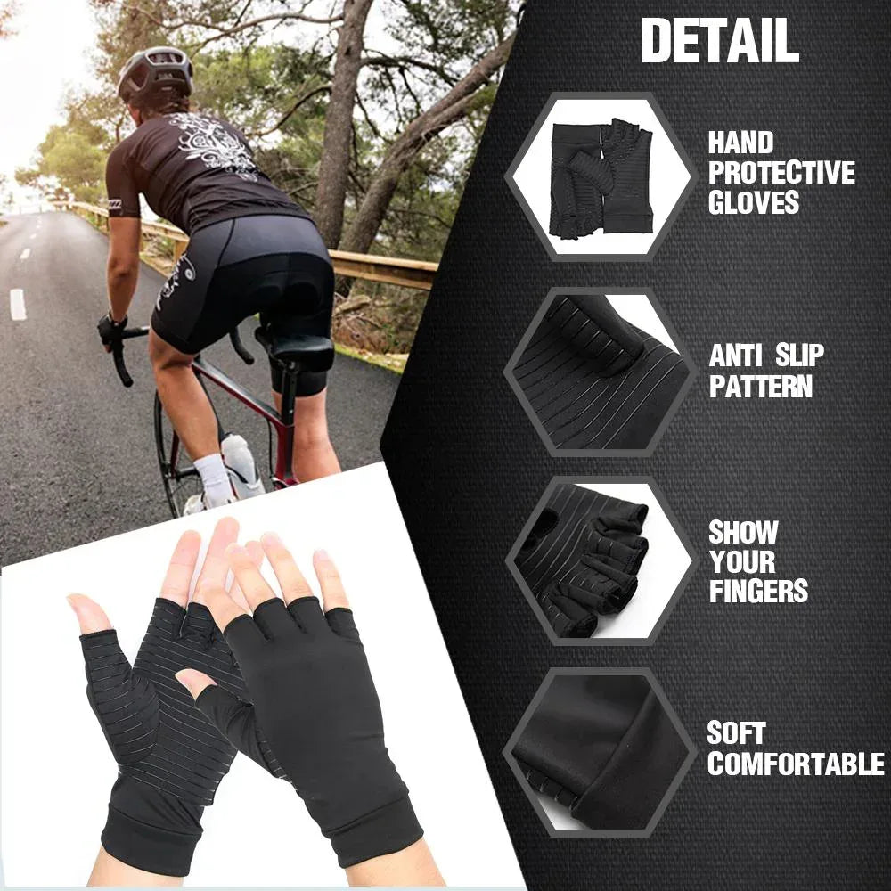 Compression Arthritis Glove Unisex Joint Pain Relief Half Finger Brace S