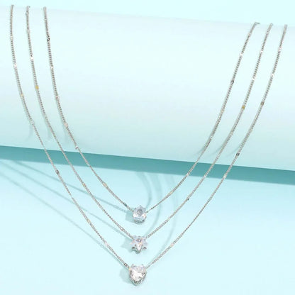 Radiant Heart 3-Layer Rhinestone Necklace NL254-02