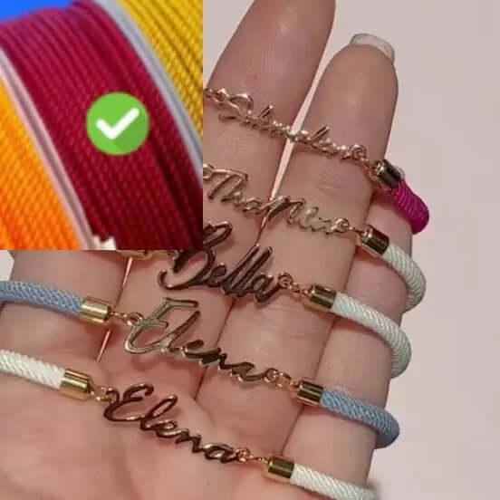 Personalized Colorful Rope Chain Custom Name Bracelet Personalized Adjustable Name Jewelry For Girls 3pcs / Gold