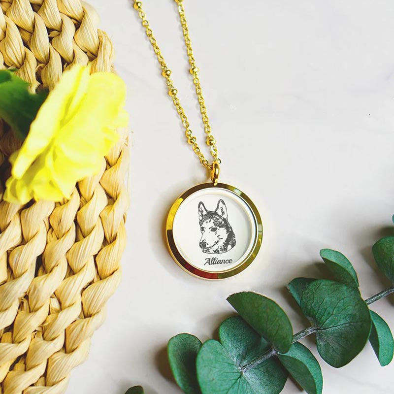 Come to print pet hair and ashes necklace, cat and dog name, photo, souvenir pendant