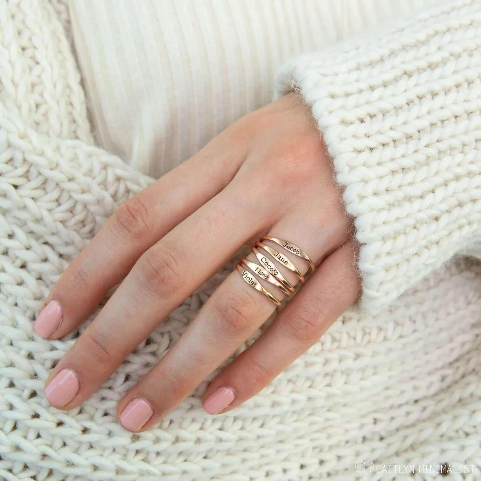 Tiny Name Ring - Minimalist Ring - delicate ring 10 - US size / Rose Gold
