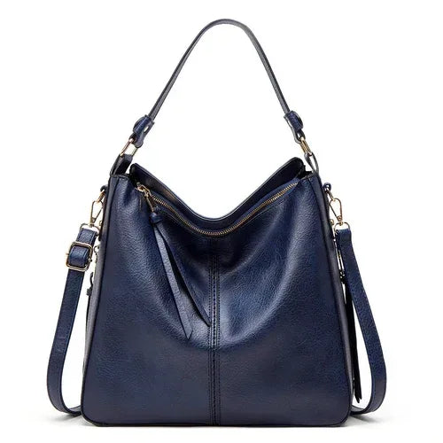 Hobos Zipper Bucket Bags With Adjustable Shoulder-strap Handbags Dark Blue